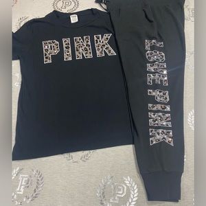 VS PINK CHEETAH BLING SET